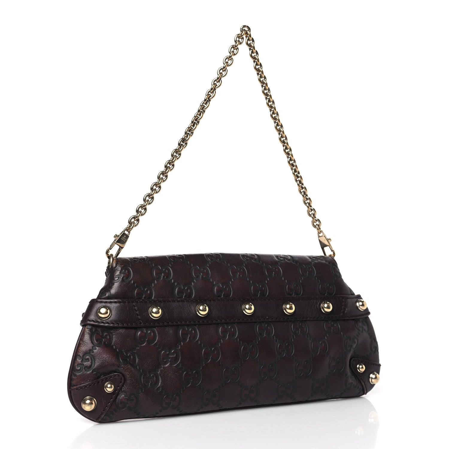 Gucci Guccissima Small Horsebit Chain Clutch Chocolate 3 of 14