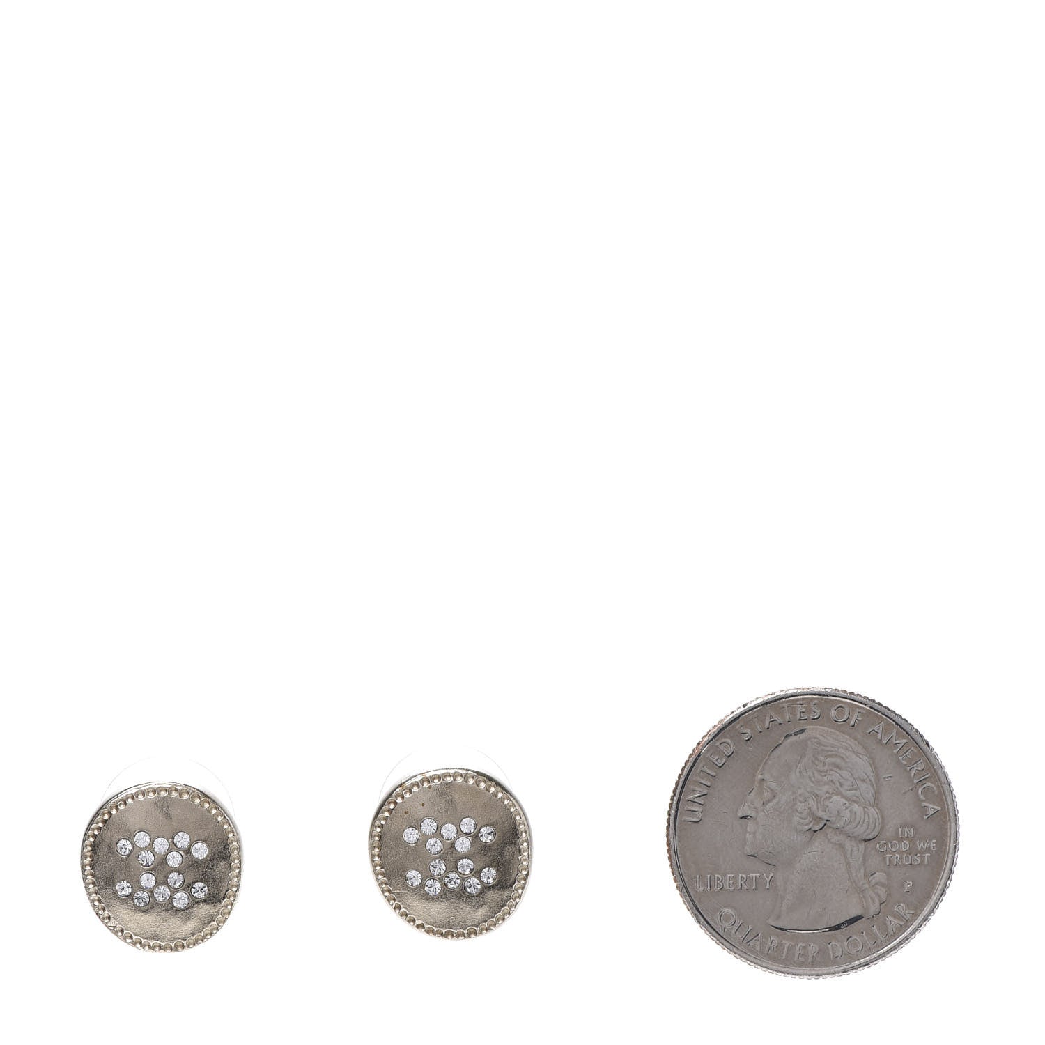 Chanel Crystal Papyrus Stud Earrings Gold 2 of 5