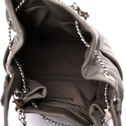 Chanel Caviar Flat Quilted CC Chain Bucket Drawstring Bag Khaki 5 of 10