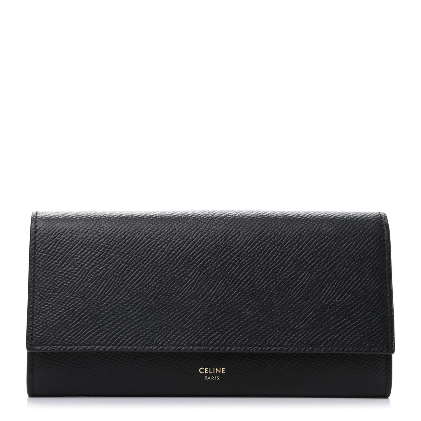 Grained Calfskin Large Flap Wallet Black