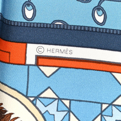 Hermes Silk La Danse Des Amazones Scarf 90 Bleu Jean Orange 5 of 6