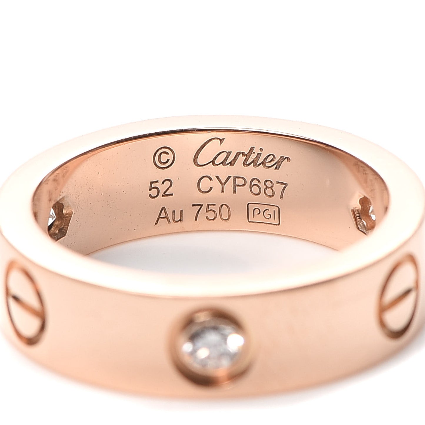 18K Pink Gold 3 Diamond 5.5mm LOVE Ring 52 6