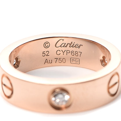 Cartier 18K Pink Gold 3 Diamond 5.5mm LOVE Ring 52 6 4 of 4