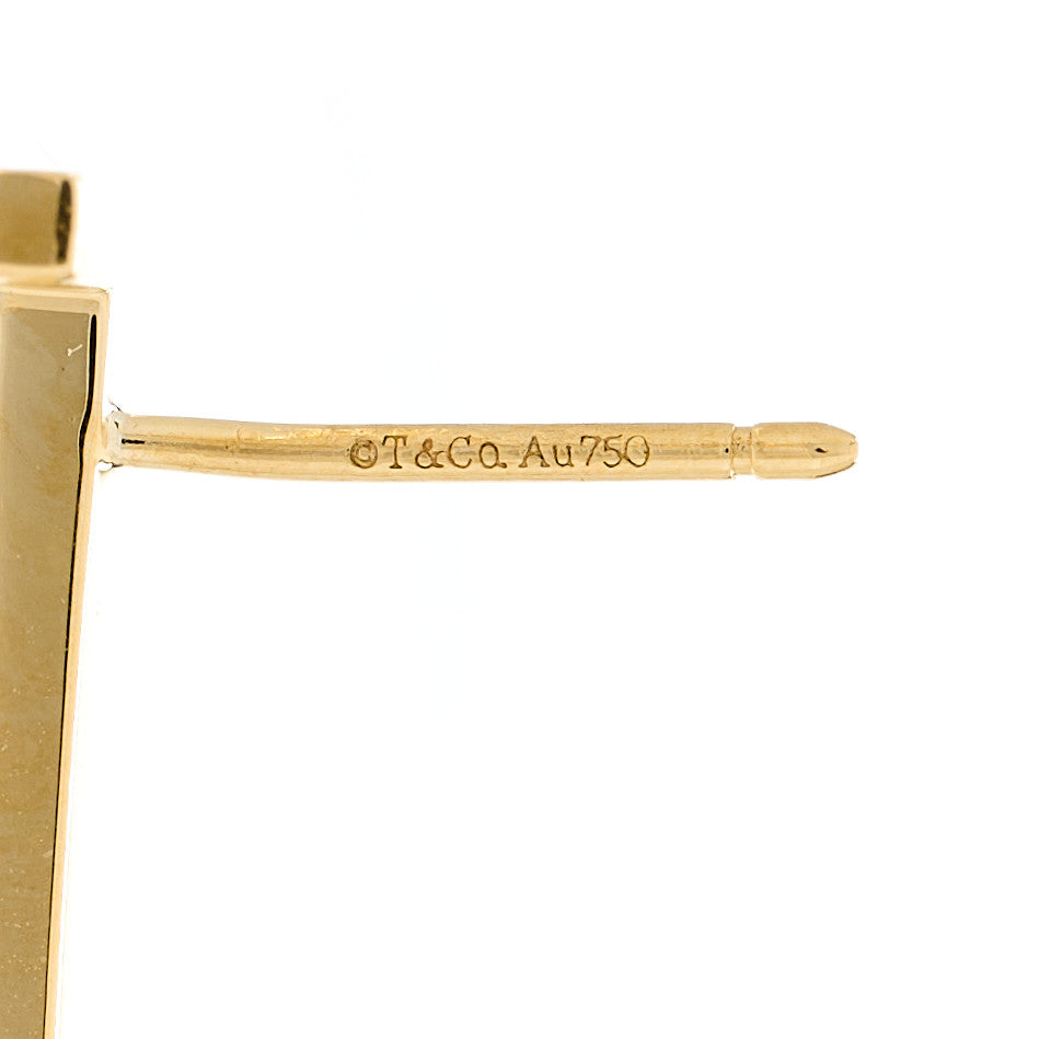 Tiffany 18K Yellow Gold T Elongated Wire Bar Earrings 4 of 4