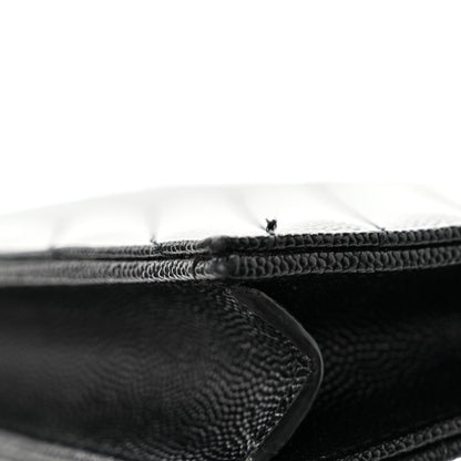 Saint Laurent Grain De Poudre Matelasse Chevron Monogram Envelope Chain Wallet Black 11 of 12