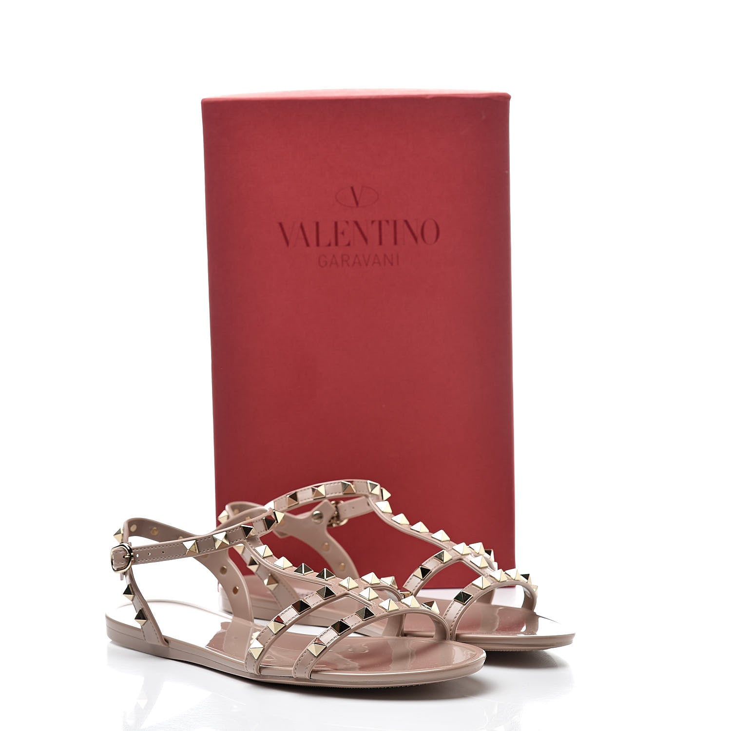 Valentino Garavani PVC Jelly Rockstud Caged Sandals 39 Poudre 8 of 8