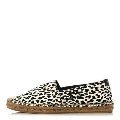 Saint Laurent Canvas Leopard Print Espadrilles 41 Latte Black 1 of 7