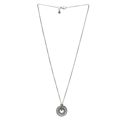 David Yurman Sterling Silver Diamond Sculpted Cable Disc Necklace 3 of 5