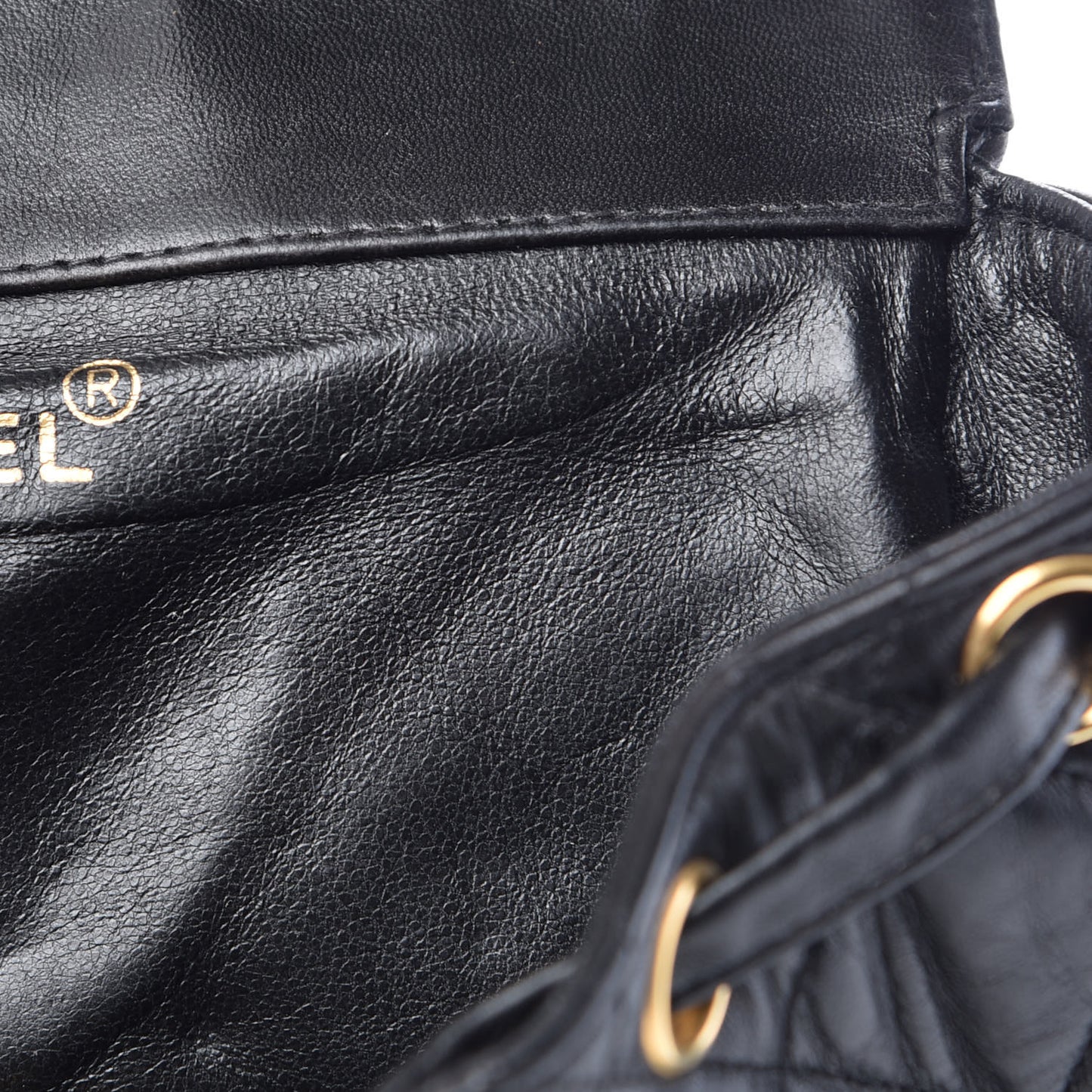 Lambskin Quilted Drawstring Backpack Black