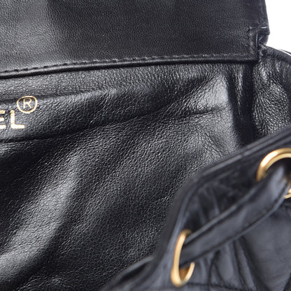 Chanel Lambskin Quilted Drawstring Backpack Black 10 of 12