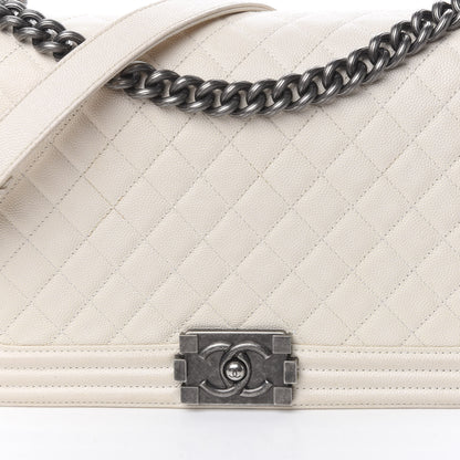Chanel Caviar Quilted Medium Boy Flap Ivory 17 of 18