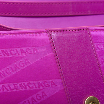 Balenciaga Jacquard Nylon Calfskin Shift Wallet On Strap Pink 10 of 21