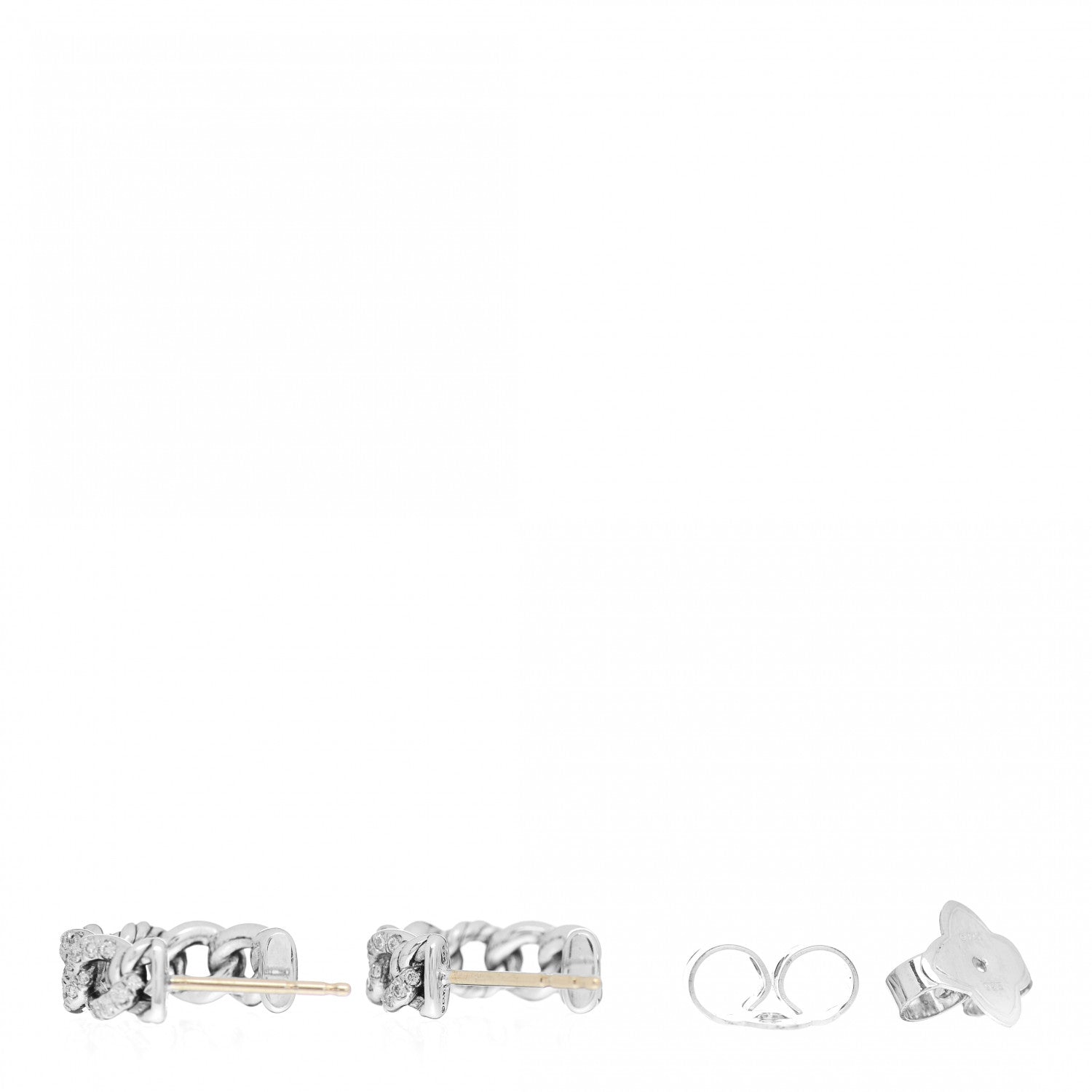 David Yurman Sterling Silver Diamond Belmont Curb Earrings 3 of 4