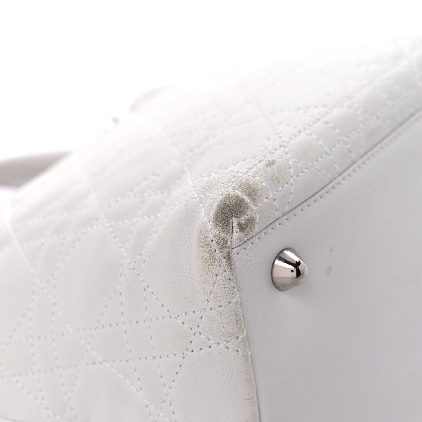 Lambskin Cannage Small Soft Lady Dior White