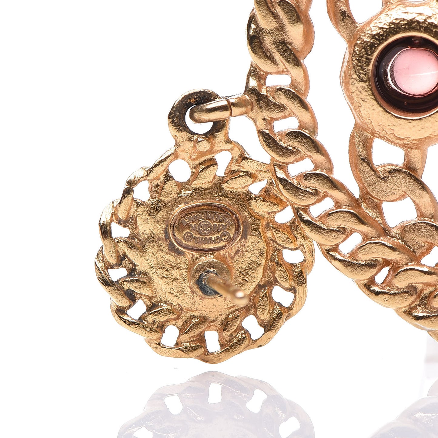 Pearl Gripoix CC Chain Drop Earrings Gold
