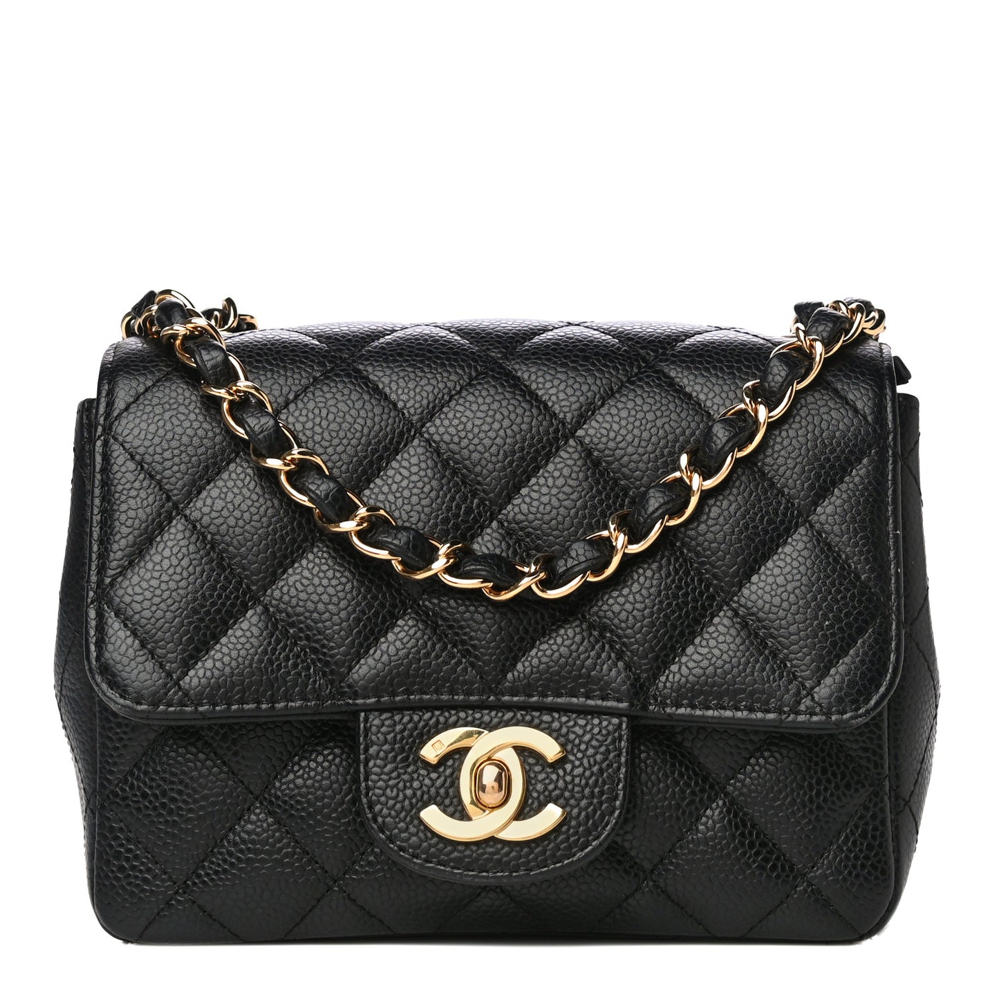 Caviar Quilted Mini Square Flap Black
