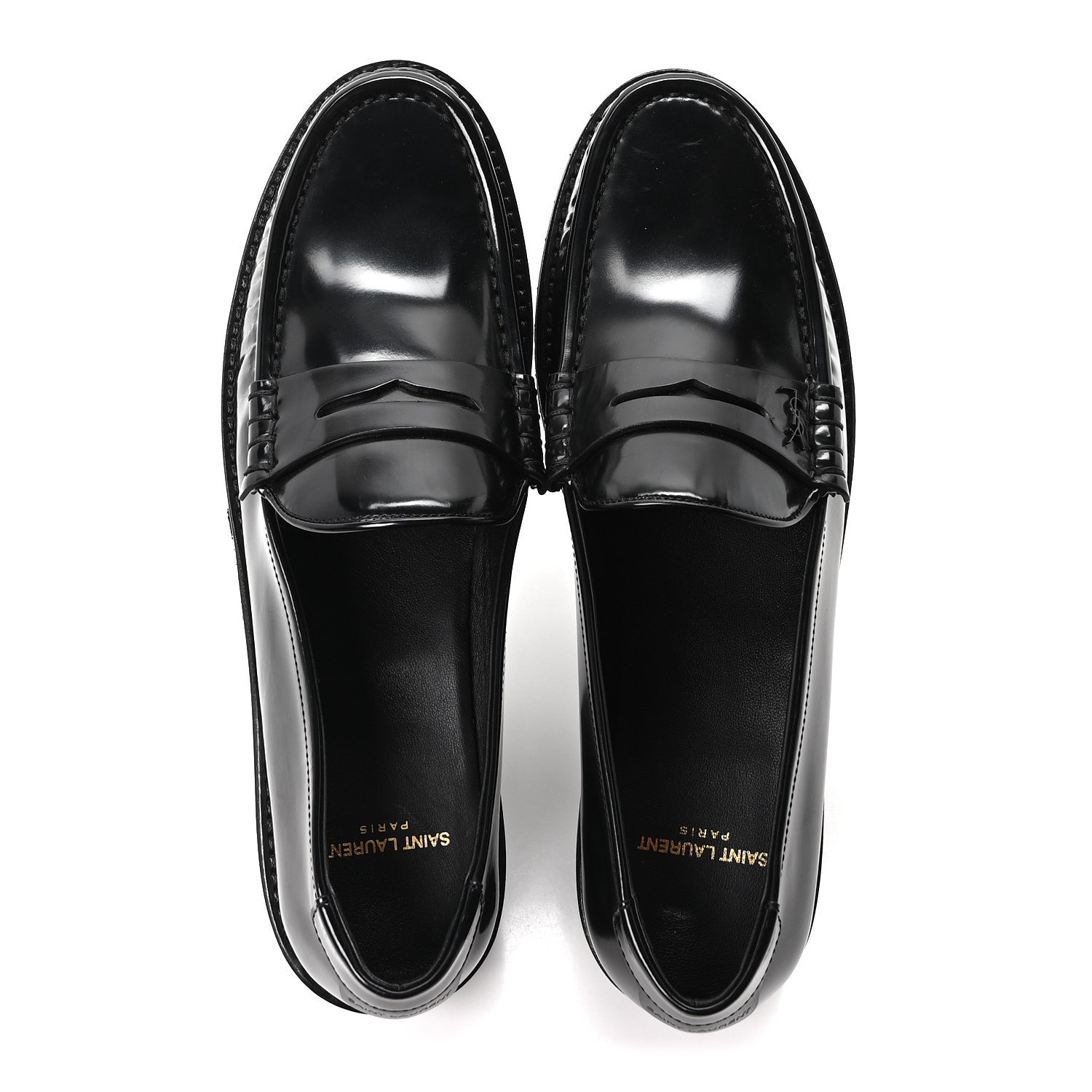 Saint Laurent Glazed Calfskin Mens Master Le Loafer 15 Moccassins 43 Black 2 of 10