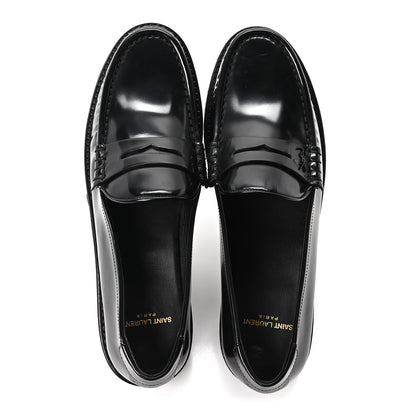 Saint Laurent Glazed Calfskin Mens Master Le Loafer 15 Moccassins 43 Black 2 of 10