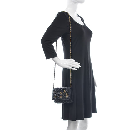 Chanel Aged Calfskin Quilted Lucky Charms 2.55 Reissue Wallet On Chain WOC Black 2 of 13