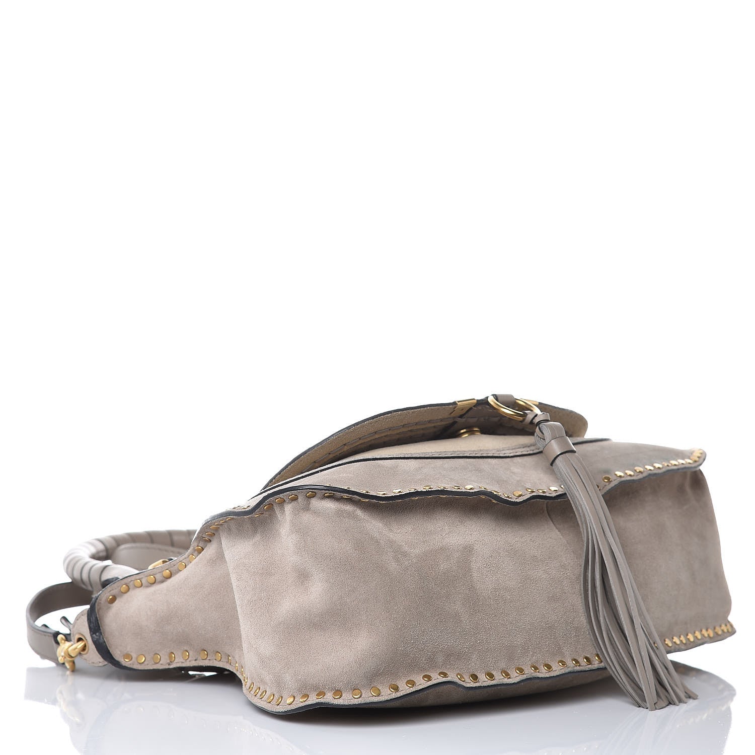 Chloe Suede Calfskin Braided Medium Marcie Satchel Motty Grey 5 of 10