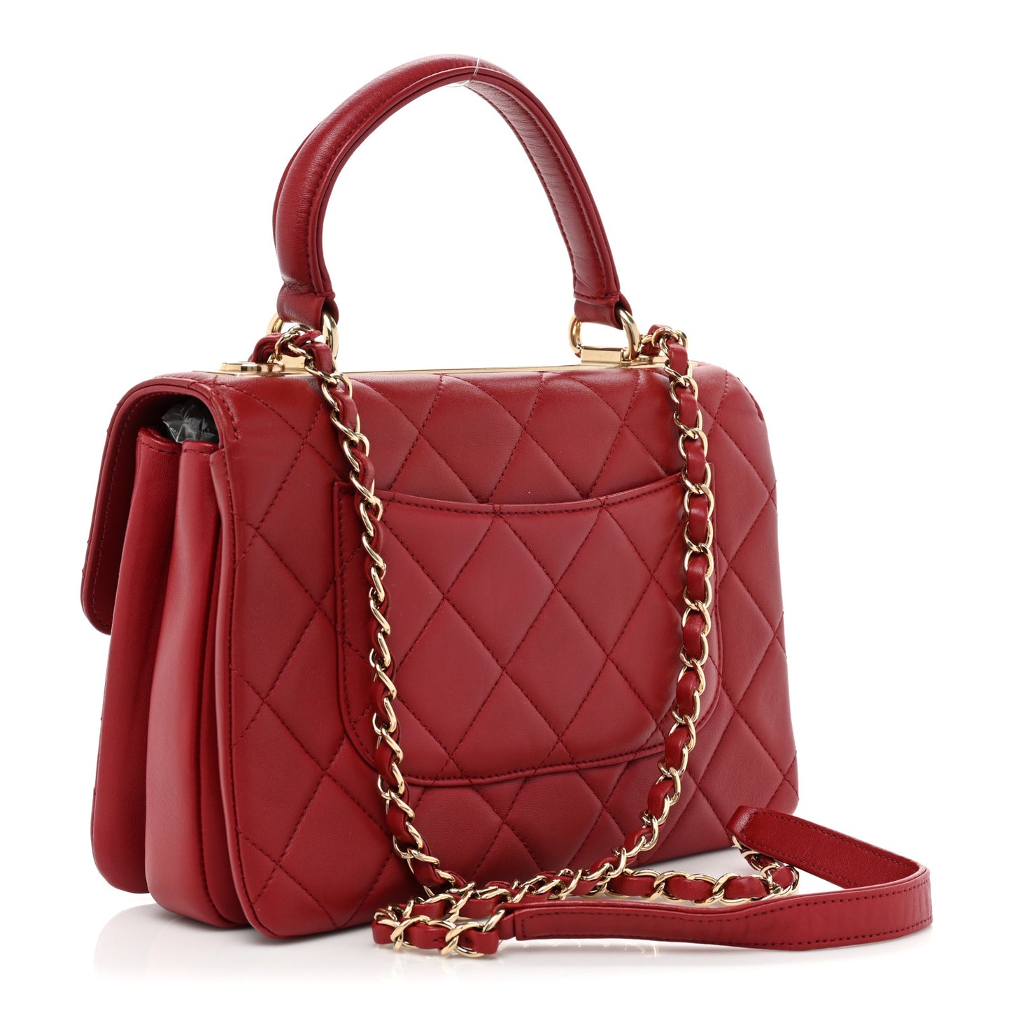Lambskin Quilted Small Trendy CC Flap Dual Handle Bag Red