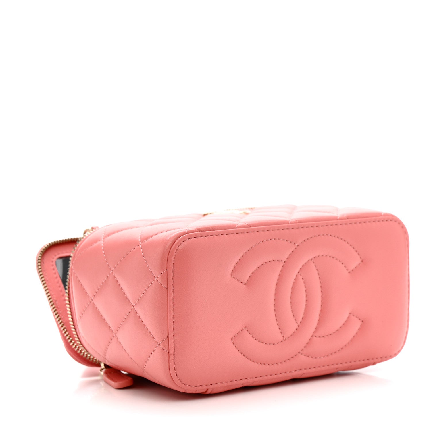 Chanel Lambskin Quilted Small Charming Top Handle Vanity Case With Chain Pink 5 of 14
