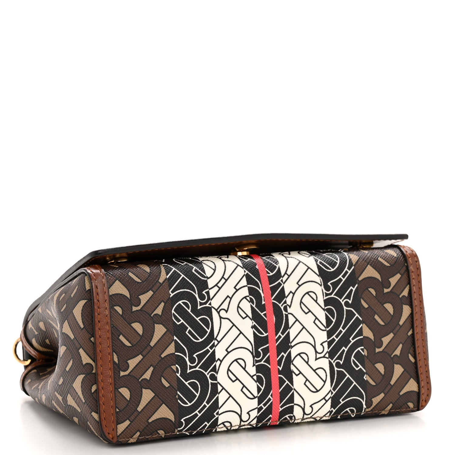 Burberry E-Canvas Monogram Stripe Hackberry Crossbody Bag Bridle Brown 4 of 15