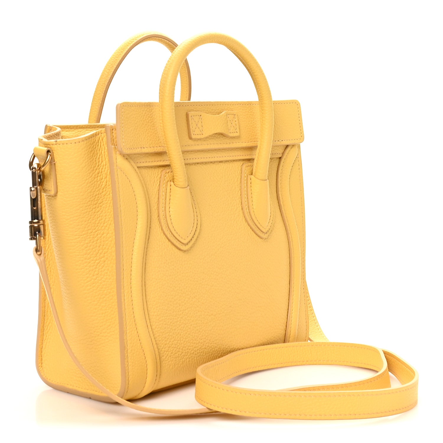 Celine Drummed Calfskin Nano Luggage Pollen 3 of 10