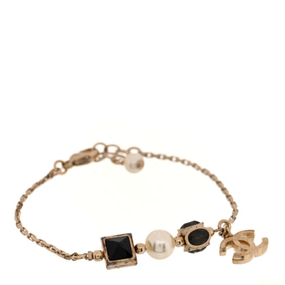 Chanel Enamel Pearl CC Bracelet Gold Black 1 of 4