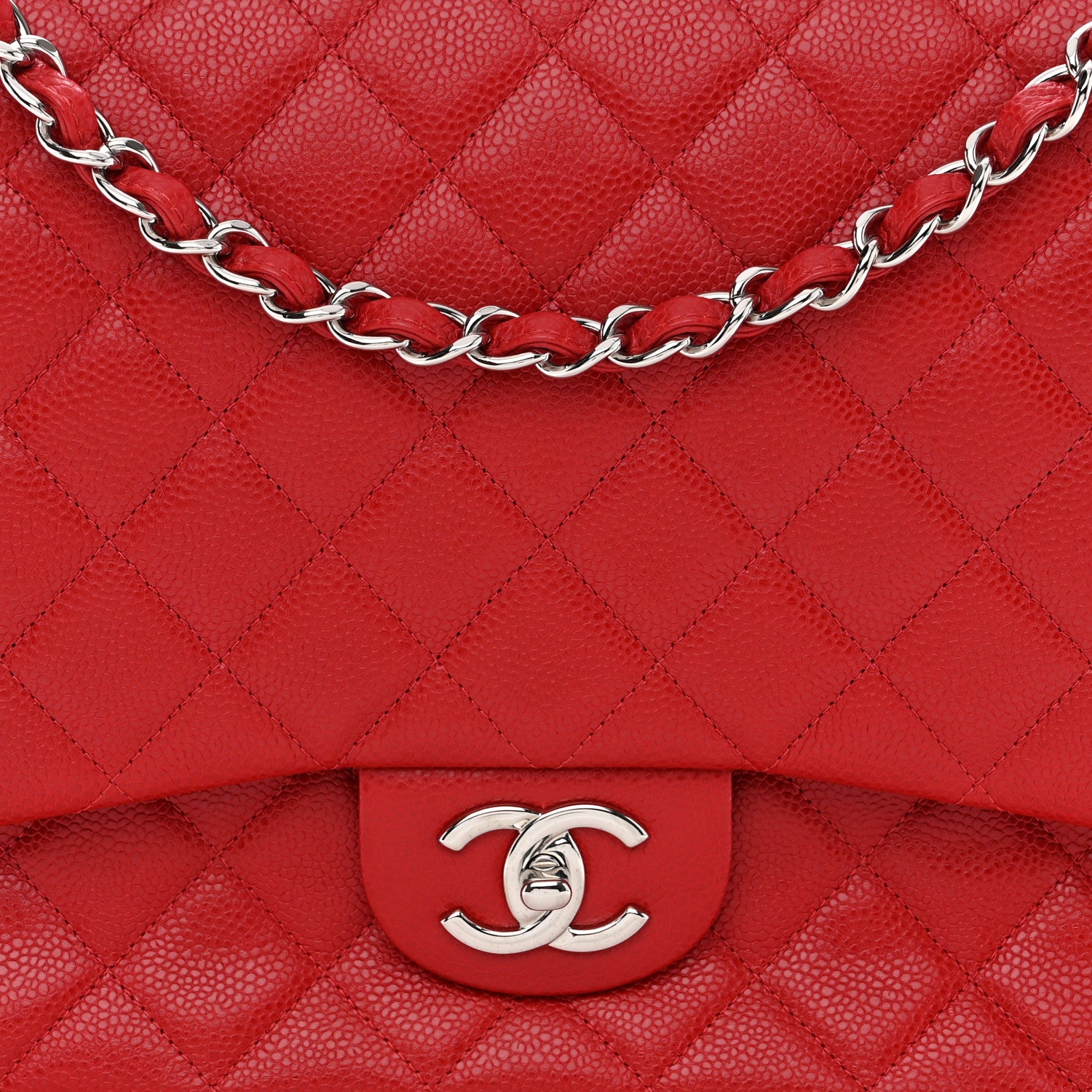 Chanel Caviar Quilted Maxi Double Flap Red 8 of 13