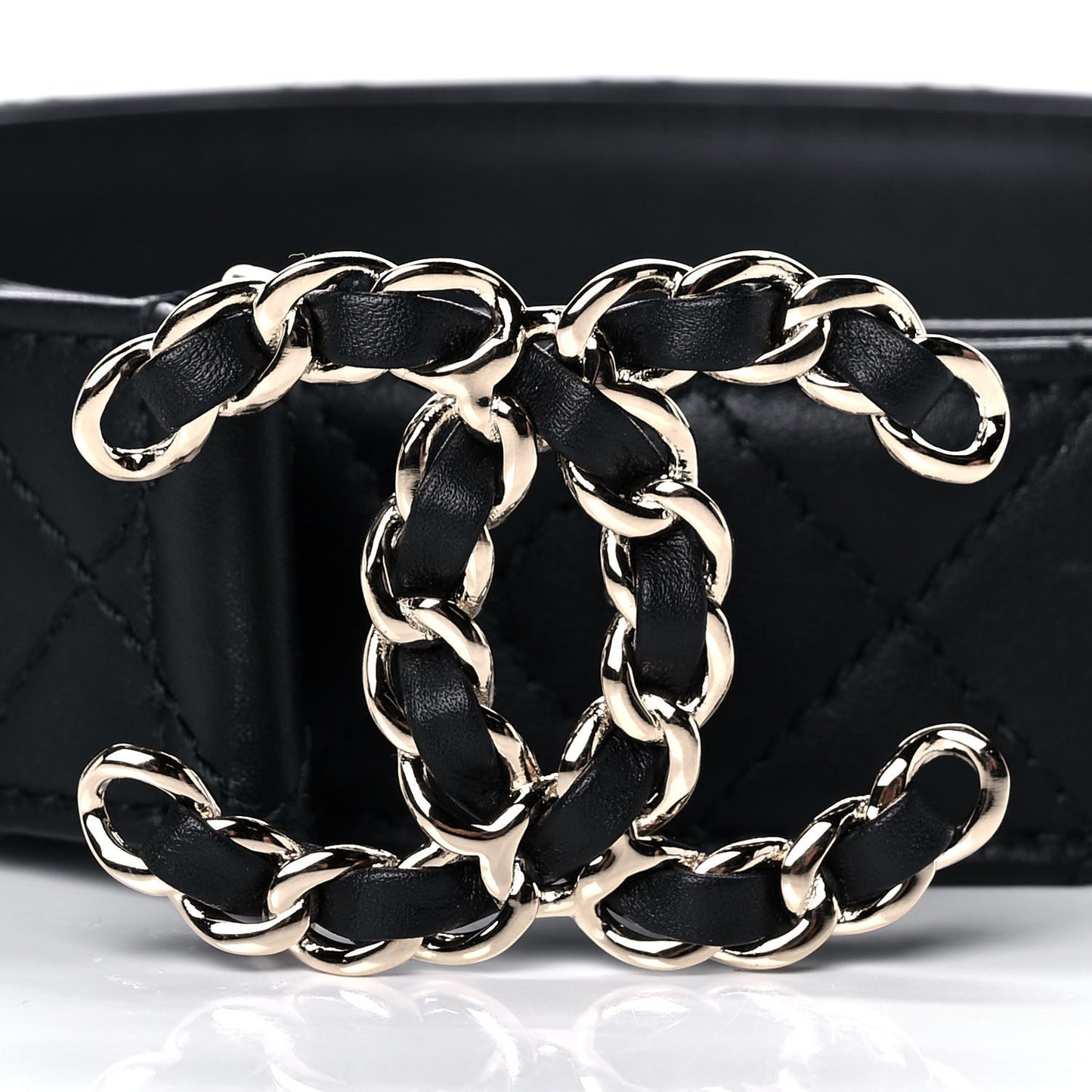 Lambskin Quilted CC Chain Belt 85 34 Black