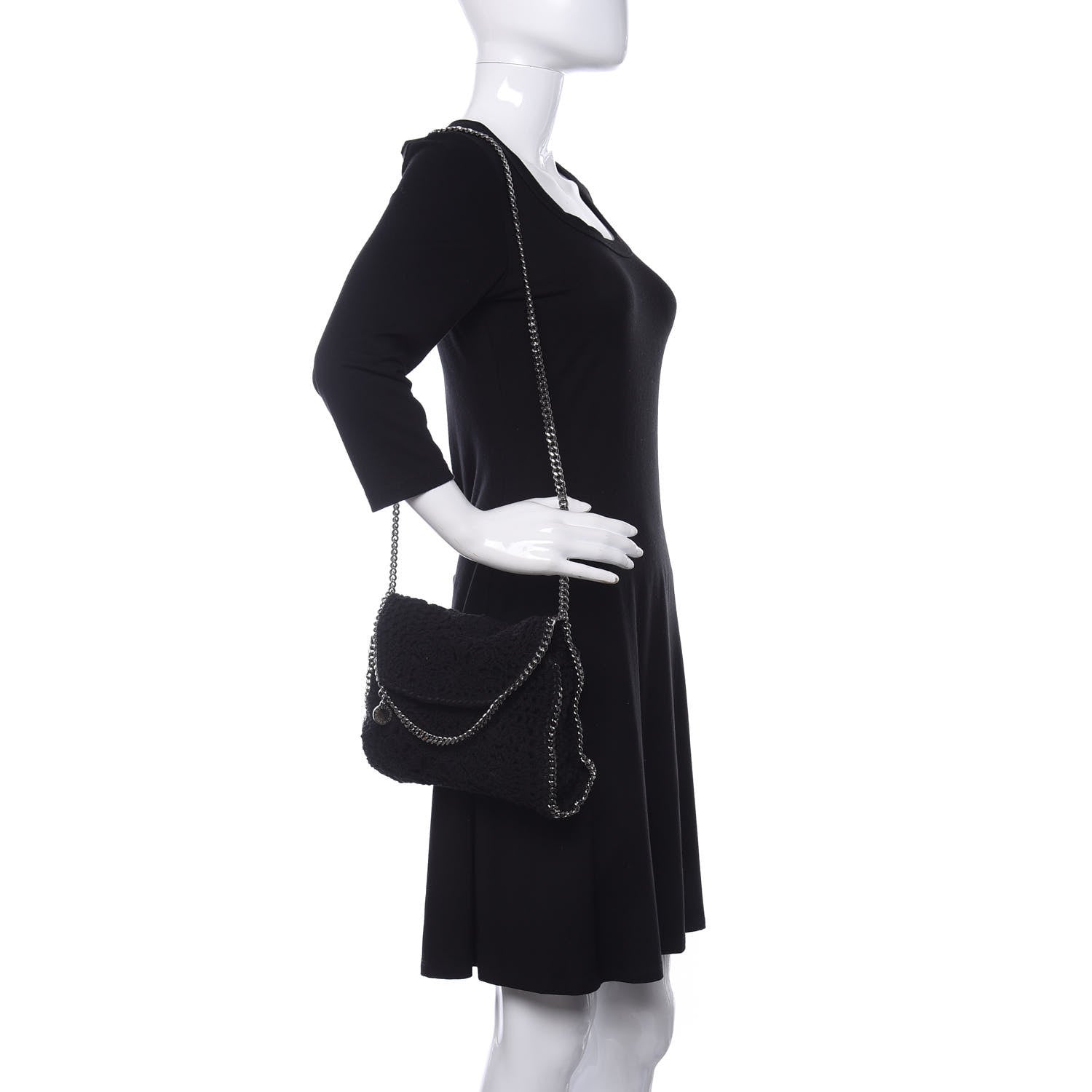 Stella McCartney Cotton Crochet Falabella Ajouree Tote Bag Black 2 of 10