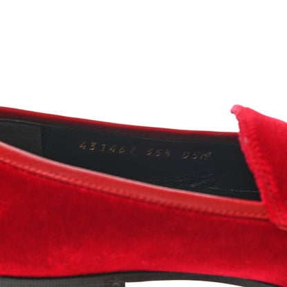 Gucci Velvet Horsebit Womens Jordaan Loafers 35.5 Hibiscus Red 8 of 9