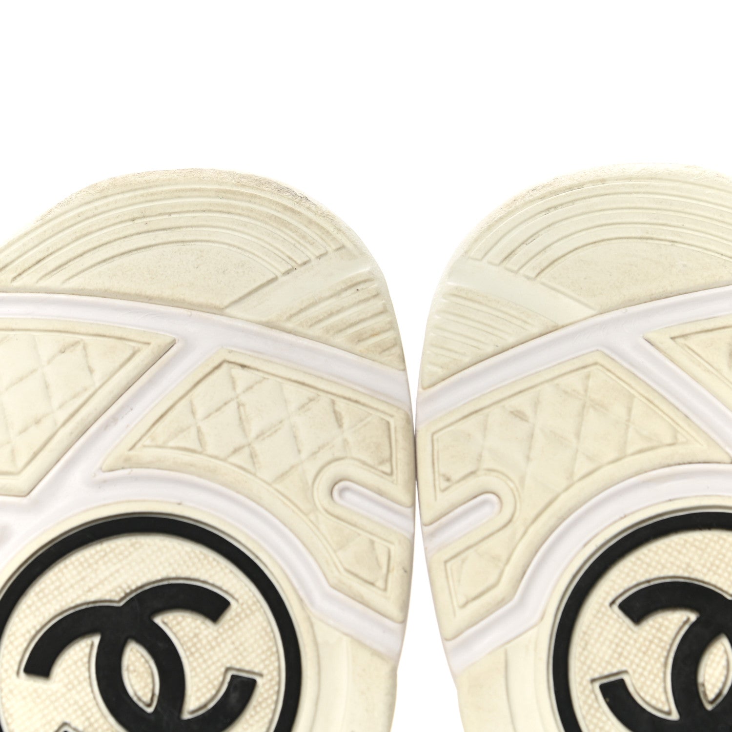 Chanel Suede Calfskin Fabric CC Sneakers 40.5 White 9 of 10