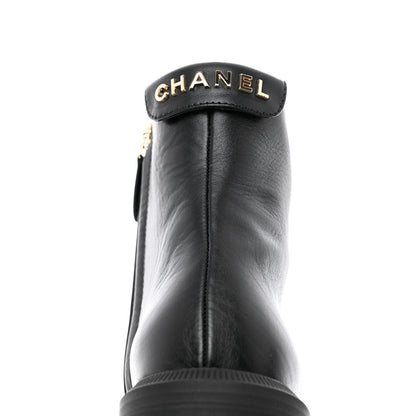 Chanel Calfskin Logo Boots 35 Black 12 of 13