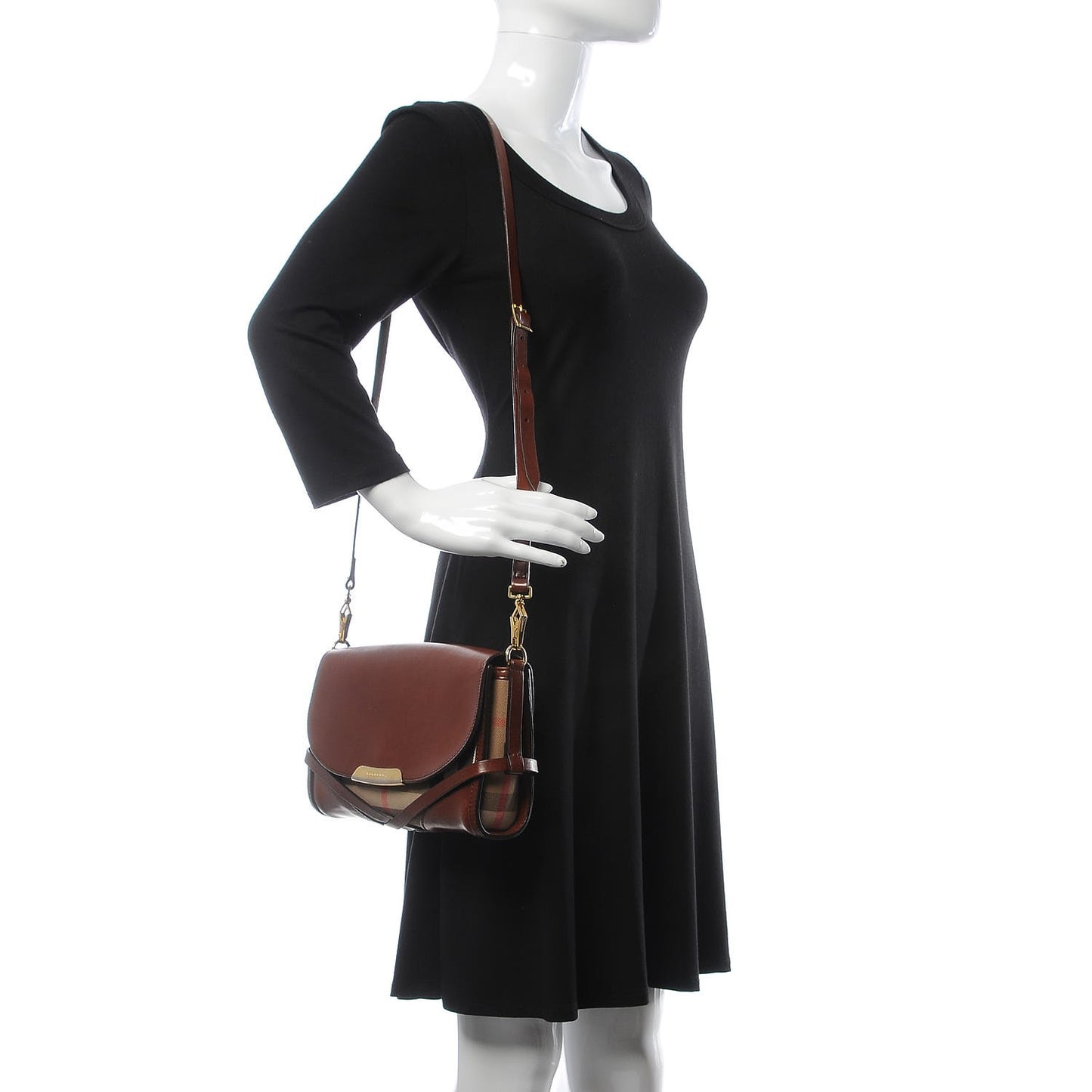 House Check Bridle Calfskin Small Abbott Crossbody Bag Tan