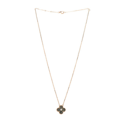 Van Cleef & Arpels 18K Rose Gold Diamond Grey Mother of Pearl Vintage Alhambra Pendant Necklace 3 of 5