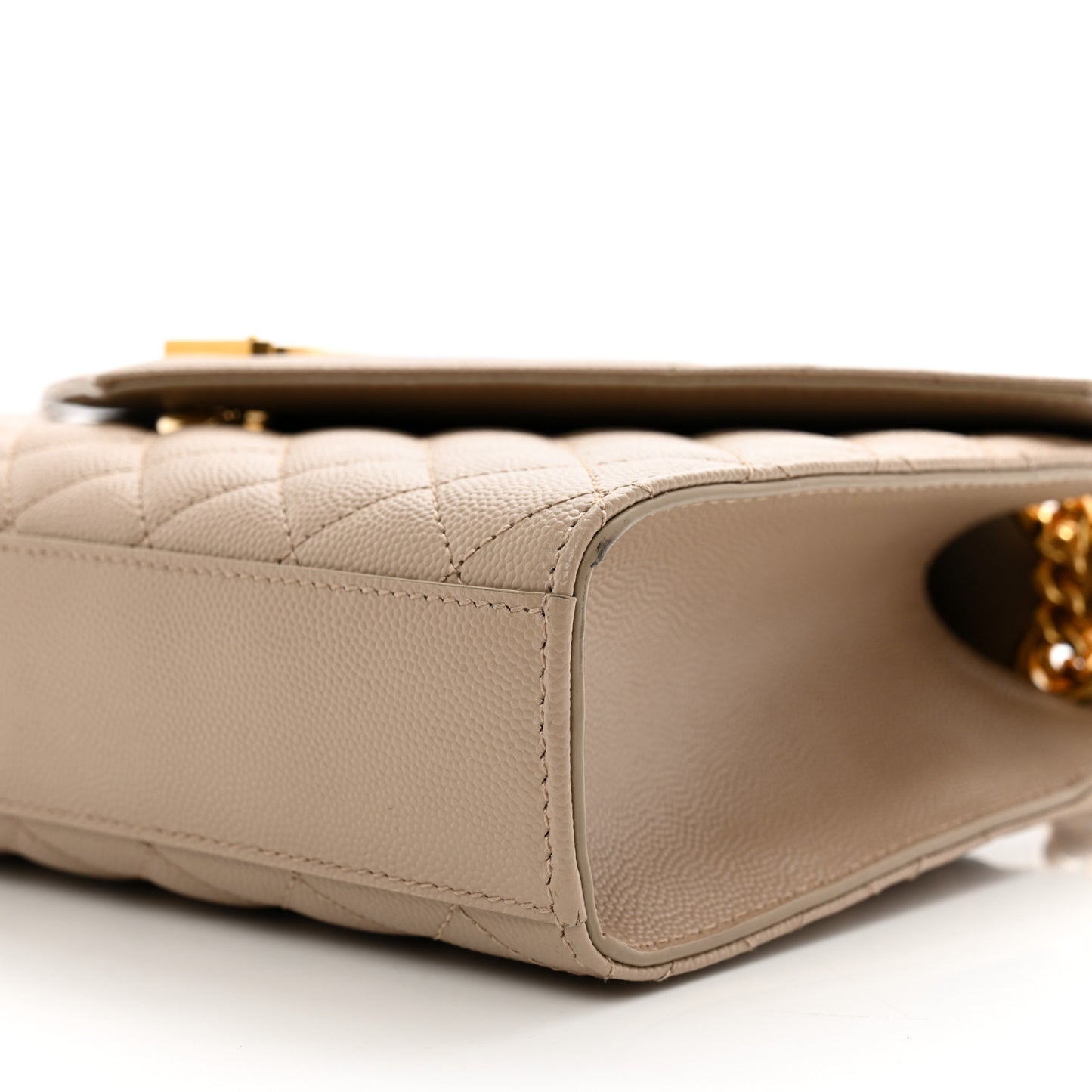 Grain De Poudre Textured Mixed Matelasse Medium Triquilt Monogram Satchel Dark Beige