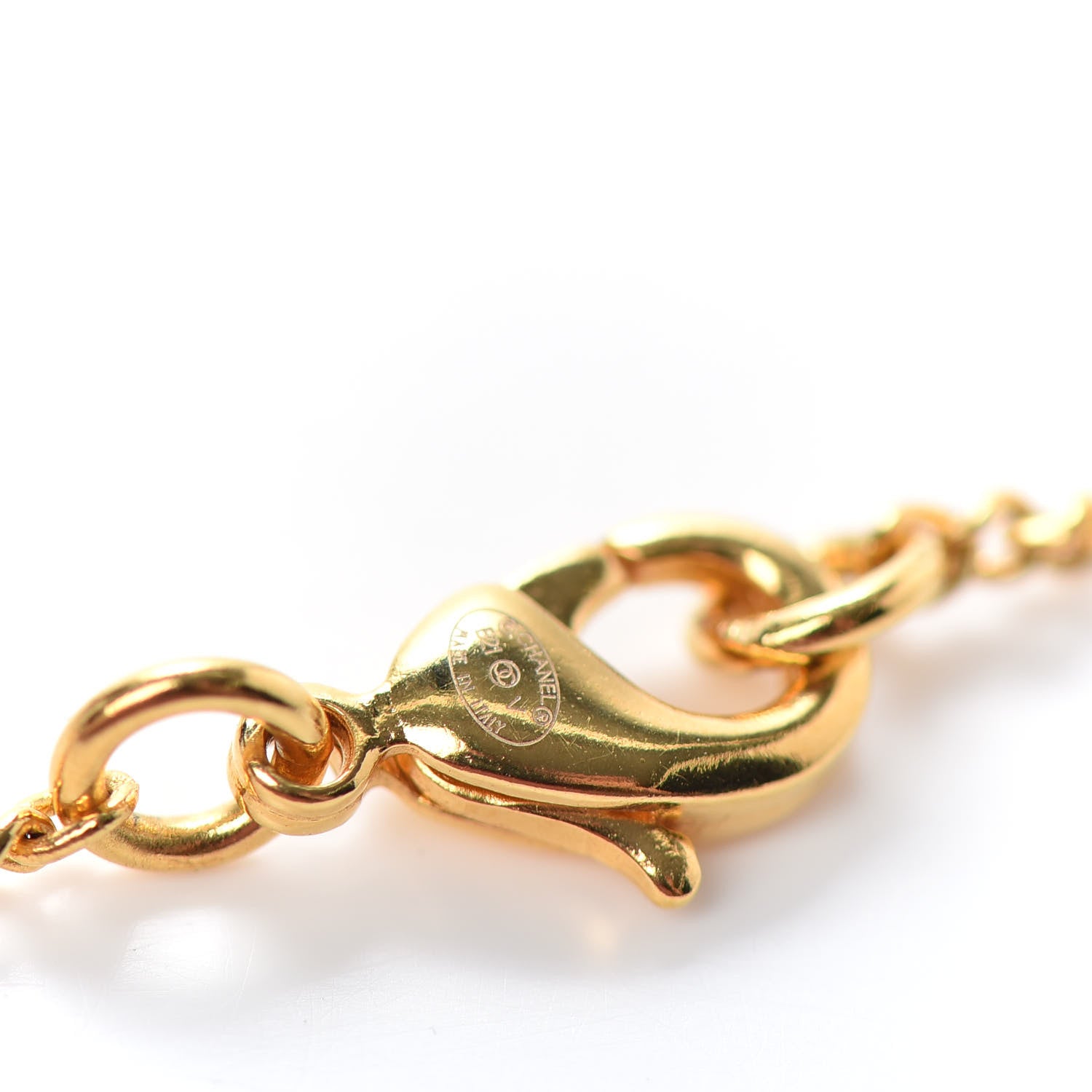 Chanel Metal CC Paris Button Necklace Gold 5 of 5