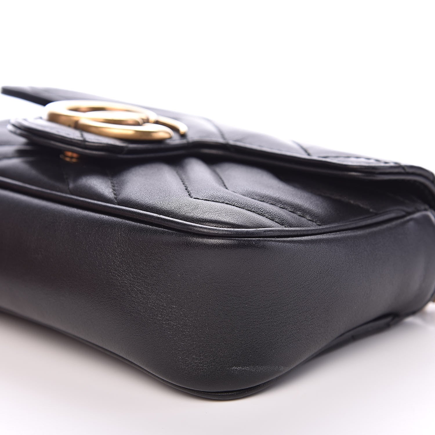 Gucci Calfskin Matelasse Super Mini GG Marmont Shoulder Bag Black 9 of 14