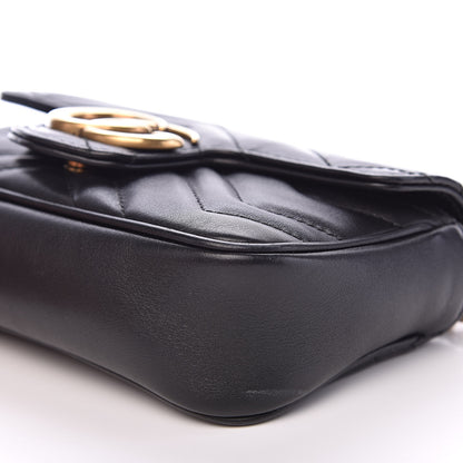 Gucci Calfskin Matelasse Super Mini GG Marmont Shoulder Bag Black 9 of 14