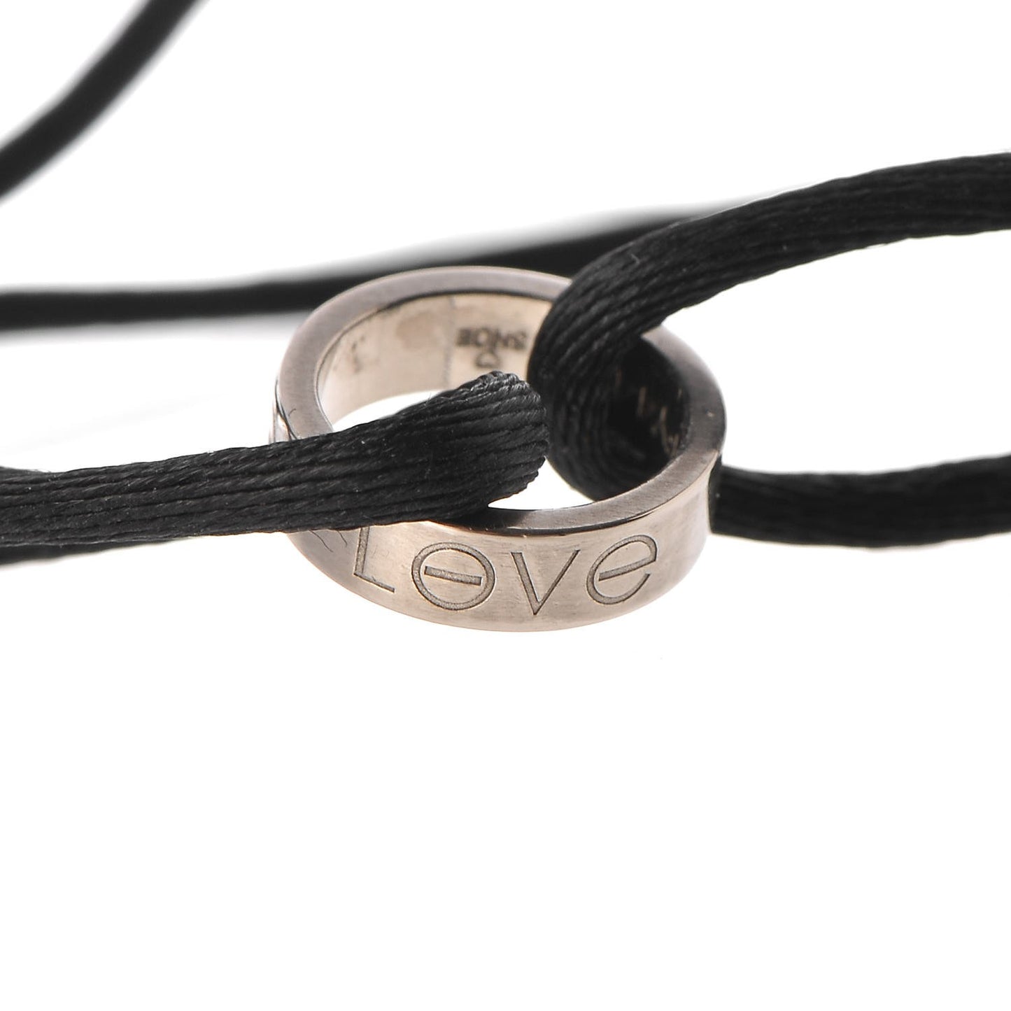 18K White Gold Charity LOVE Adjustable Cord Bracelet Black