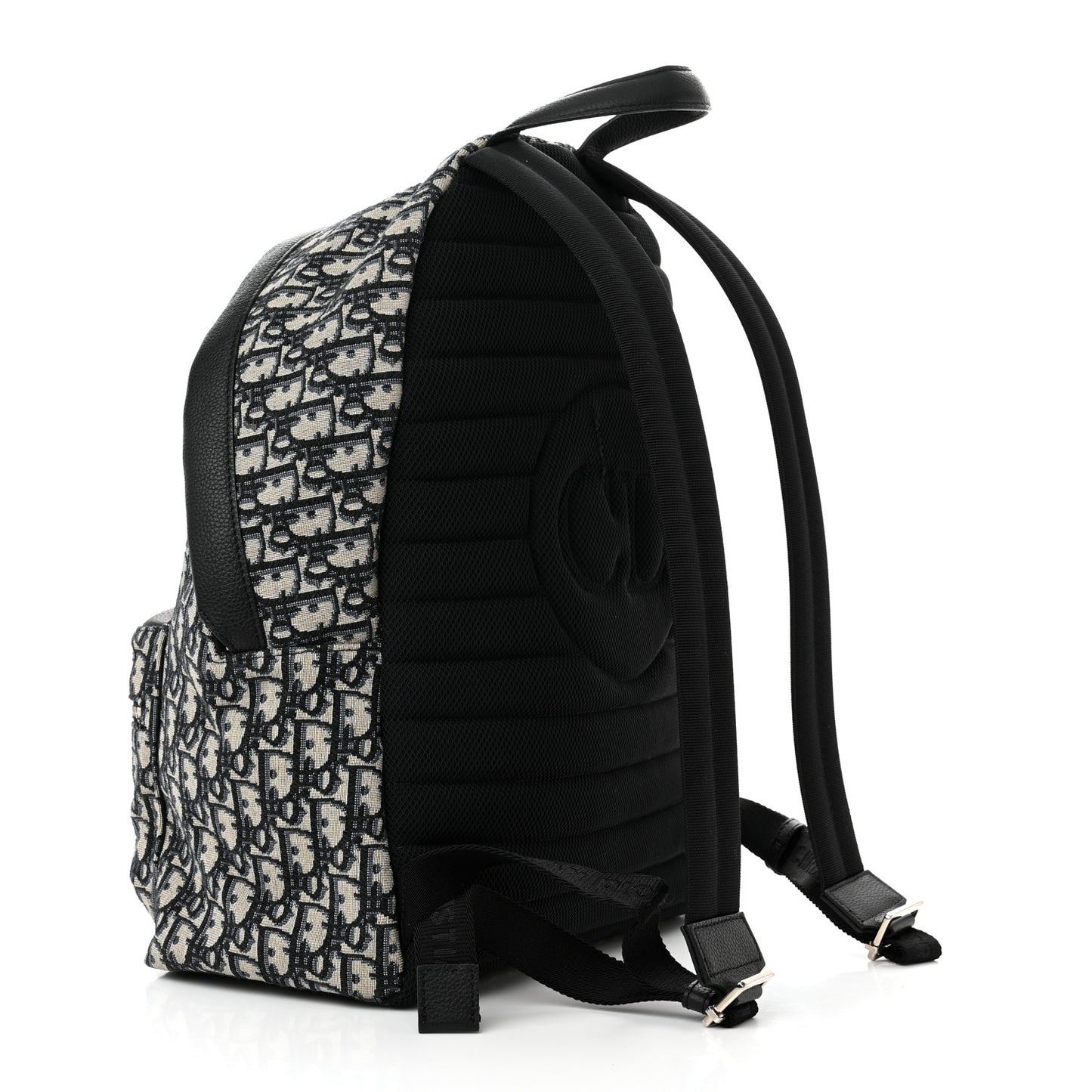 Oblique Calfskin Rider Backpack Beige Black