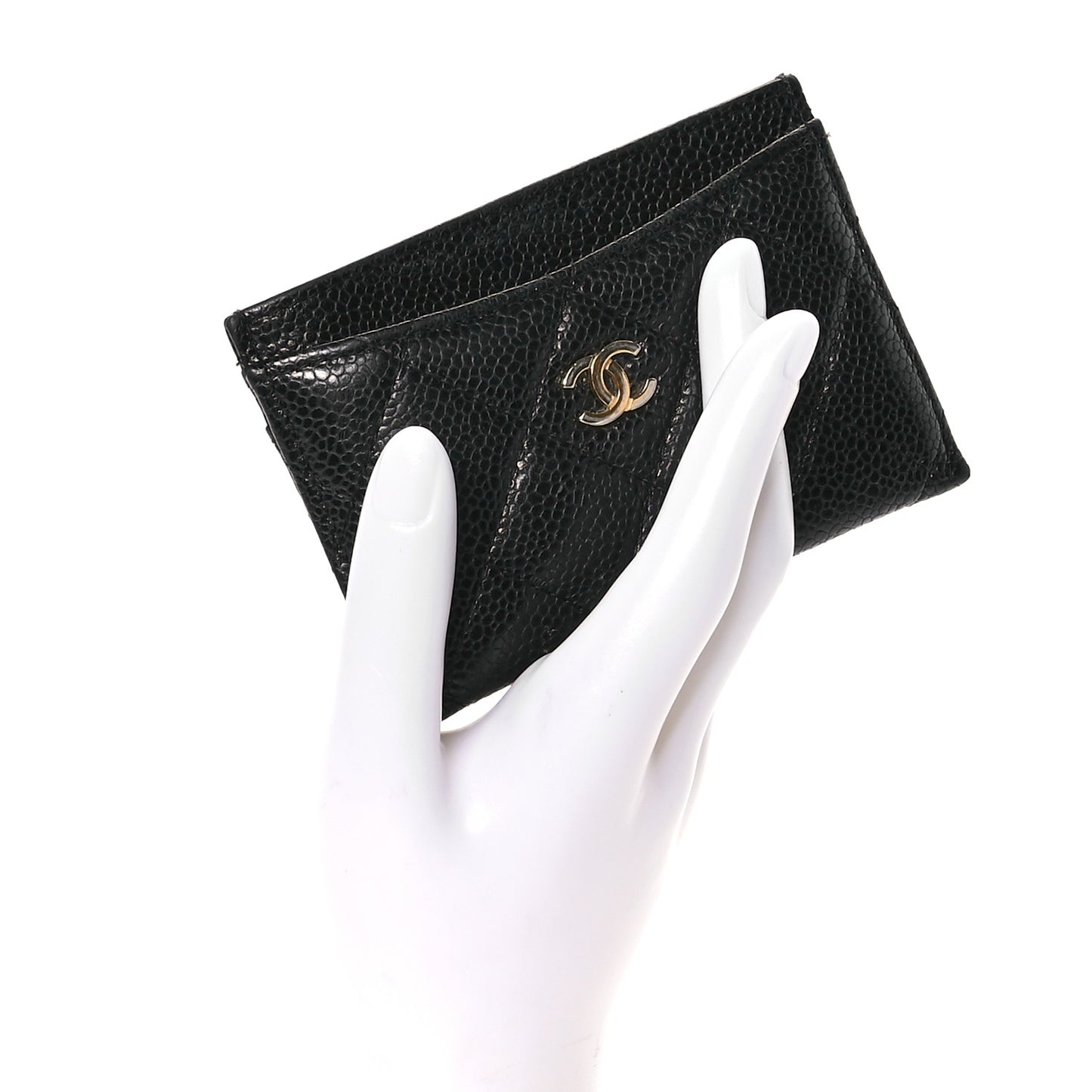 Caviar Quilted Card Holder Black