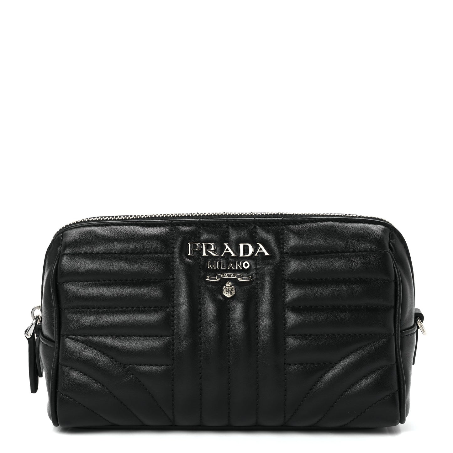 Soft Calfskin Impunture Diagramme Wristlet Pouch Black