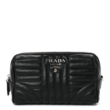 Prada Soft Calfskin Impunture Diagramme Wristlet Pouch Black 1 of 11