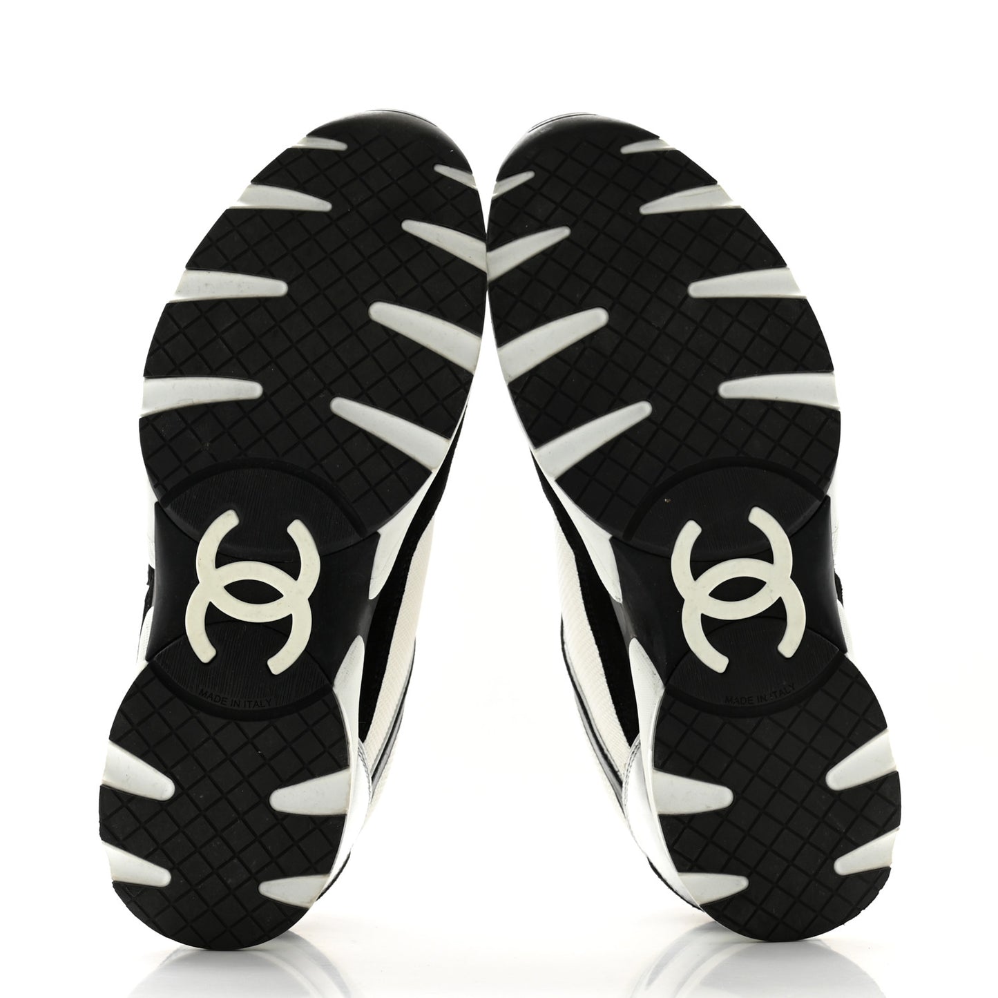 Mesh Suede Calfskin Grained Calfskin Womens CC Sneakers 40 Black White Silver