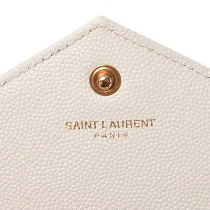 Saint Laurent Grain De Poudre Matelasse Chevron Monogram Chain Wallet White 6 of 9