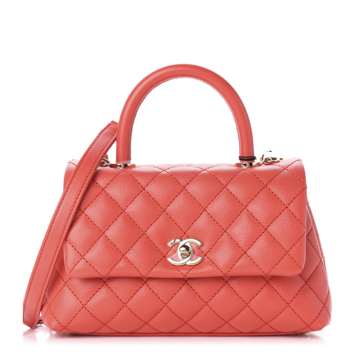 Caviar Quilted Mini Coco Handle Flap Red