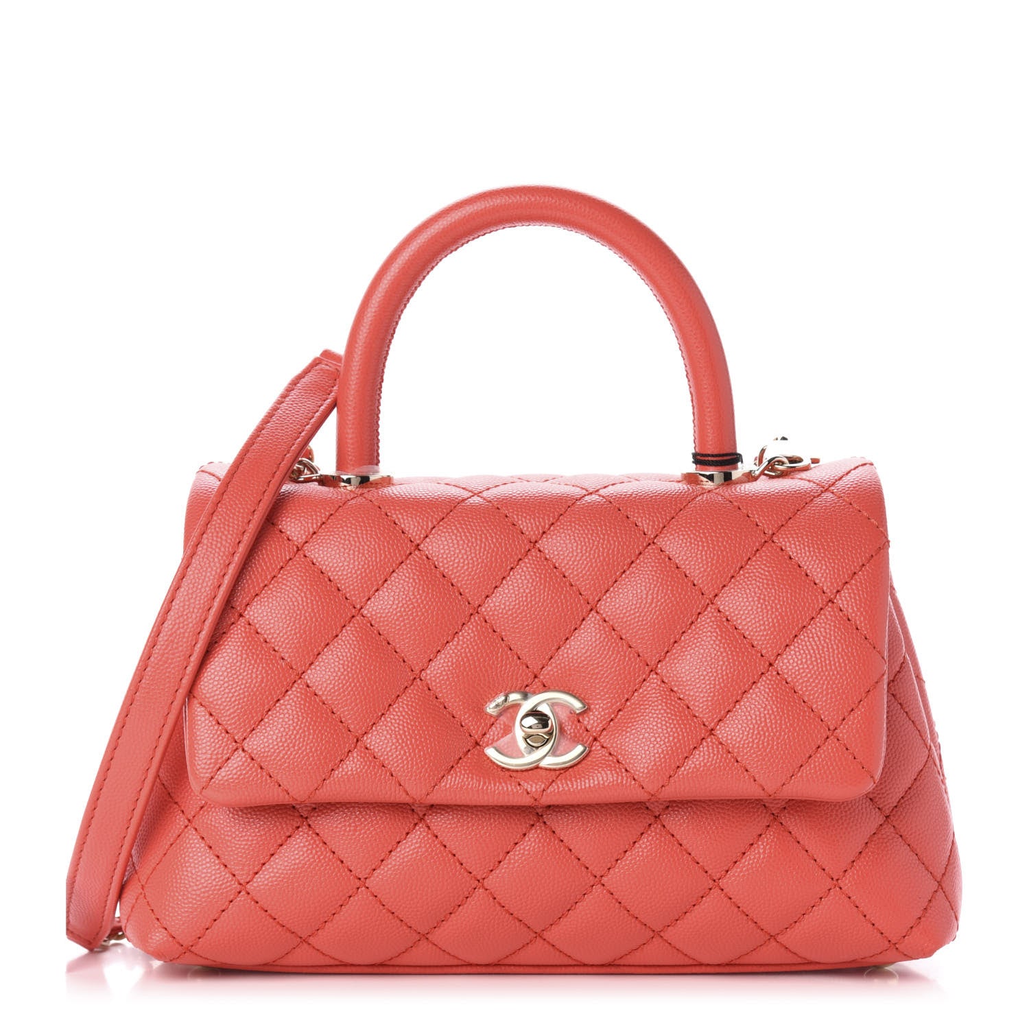 Chanel Caviar Quilted Mini Coco Handle Flap Red 1 of 10